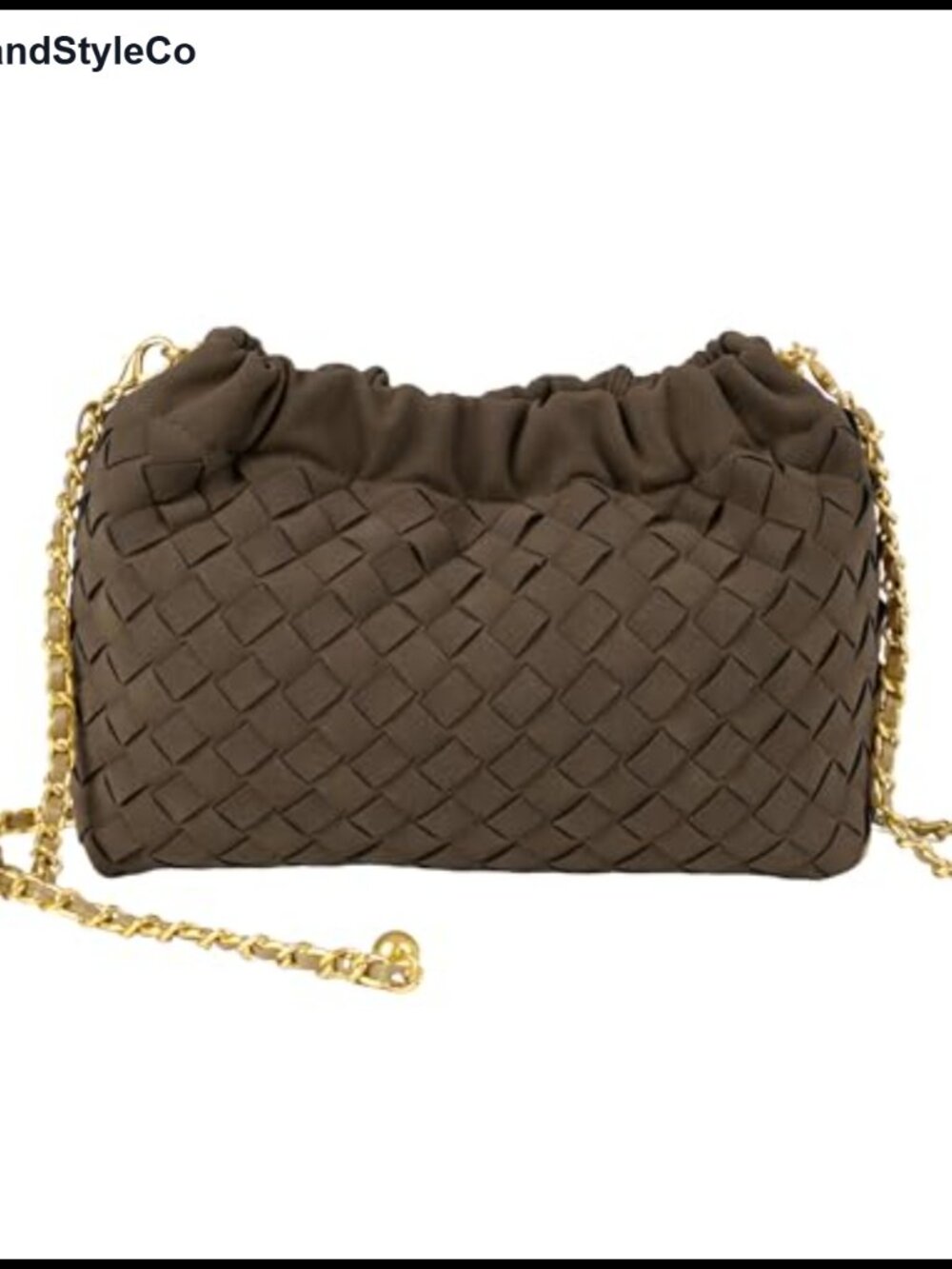 Woven Dumpling Hobo Crossbody Bag Suede Vegan Leather Adjustable Strap